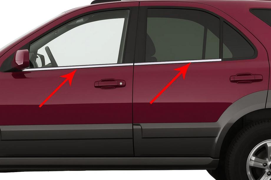 Kia Sorento I BL 2002–2009 Fönsterlister (4 st, rostfritt) Carmos - turkiskt stål Image