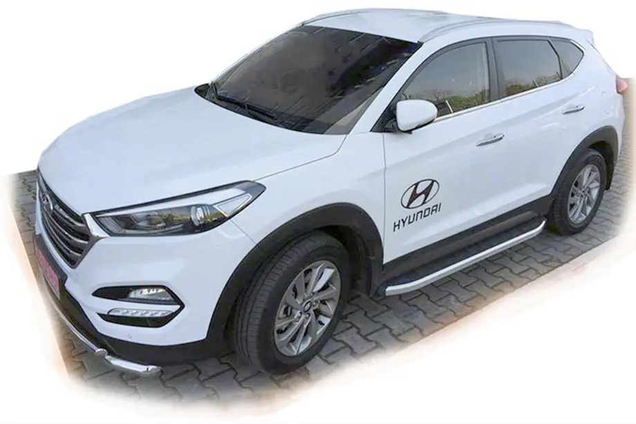 Hyundai Tucson TL 2016–2021 Sidosteg Fullmond (2 st, aluminium) Image