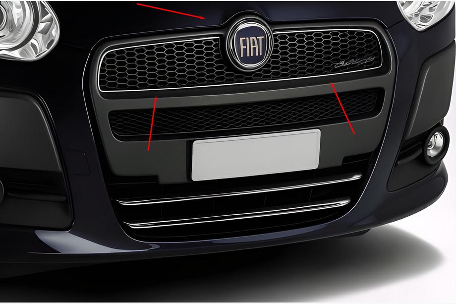 Fiat Doblo II 2010–2022 Grillister (2010-2015, övre, rostfritt stål) Image