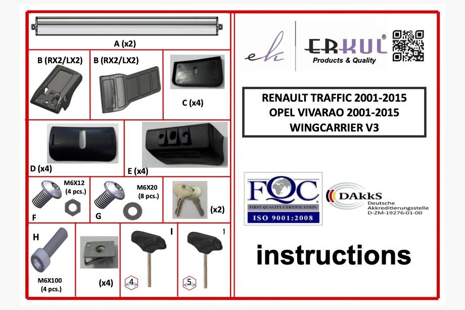 Renault Trafic 2001–2015 Lasthållarbalkar för originalfästen, låsbara med nyckel (2 st) Grå Foto 5