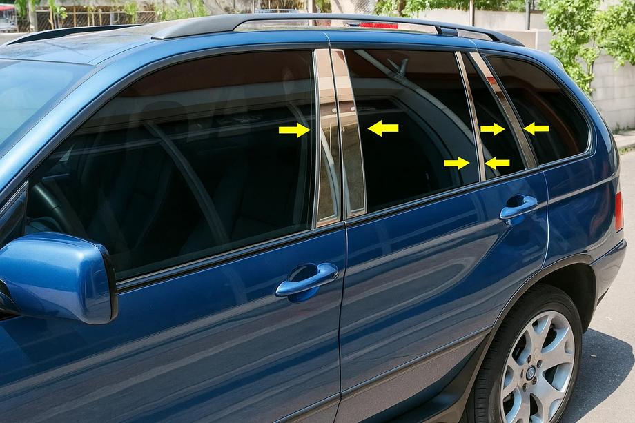 BMW X5 E53 1999–2006 Dörrstolpslister (8 st, rostfritt) Image