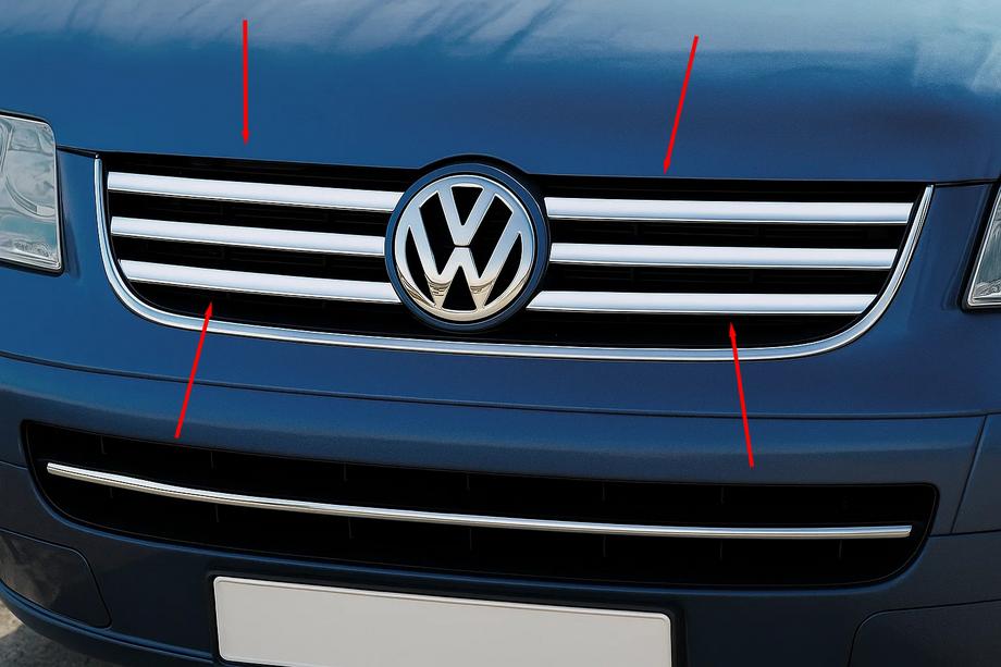 Volkswagen T5 Multivan 2003–2010 Gallerlister (6 st, rostfritt) Image