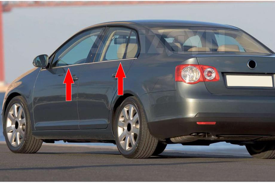 Volkswagen Jetta 2006–2011 Yttre fönsterlister (4 st, rostfritt stål) Carmos - turkiskt stål Image