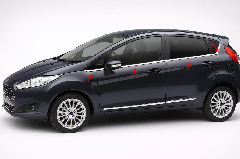 Ford Fiesta 2008–2017 Fönsterlister (8 st, rostfritt stål) Image