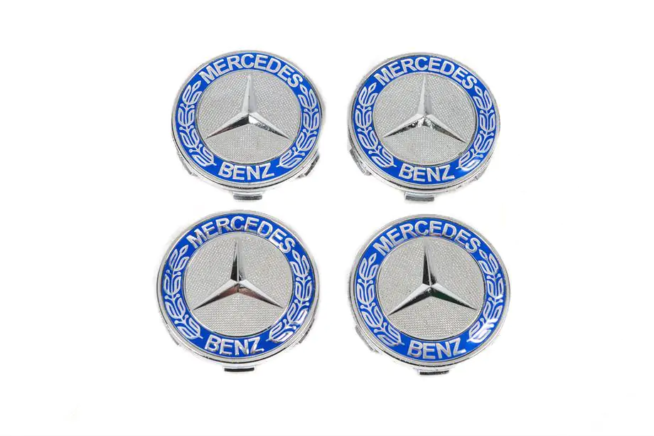 Mercedes-Benz Navkåpor/centrumkåpor 71/75 mm utan ring (4 st, blå V2) Foto 3