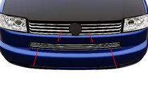 Volkswagen T4 Transporter 1990–2003 Rostfria gallerlister till stötfångargaller – rak huv (3 st) foto 1