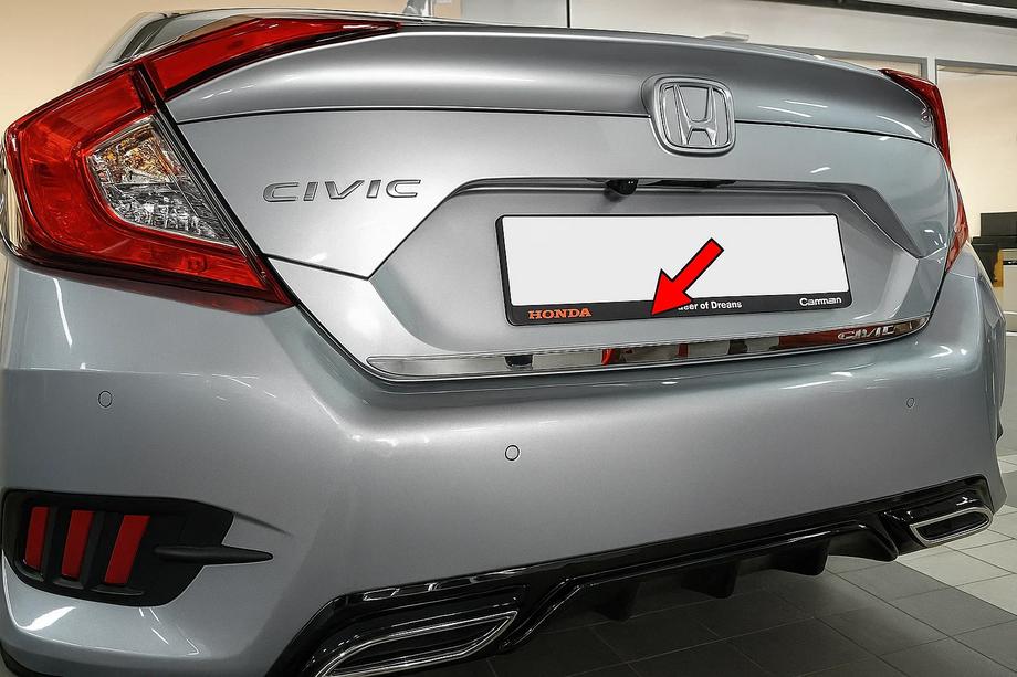 Honda Civic Sedan X 2016–2021 Kantlist för bagagelucka (rostfritt stål) Image