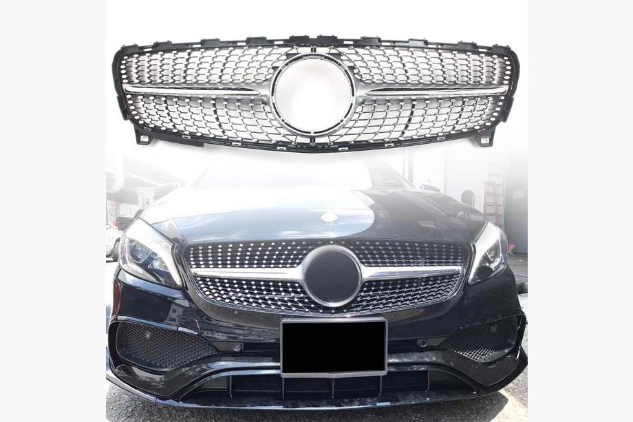 Mercedes A-class W176 2012–2018 Frontgrill Diamond Silver (2015-2018) Image