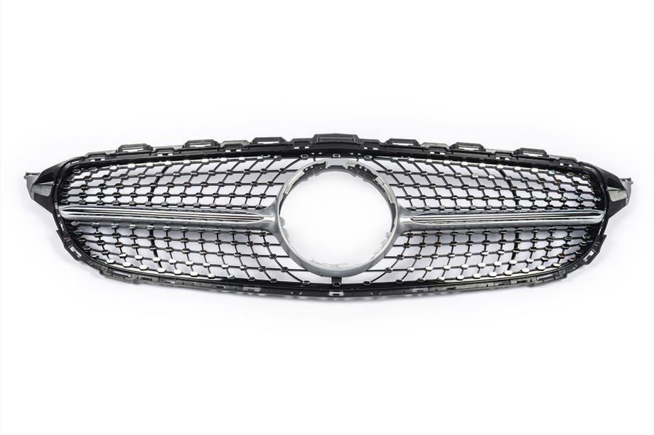Mercedes C-class W205 2014–2021 Framgrill Diamond Silver (för Avantgarde/AMG-Line/C43 AMG) Foto 10