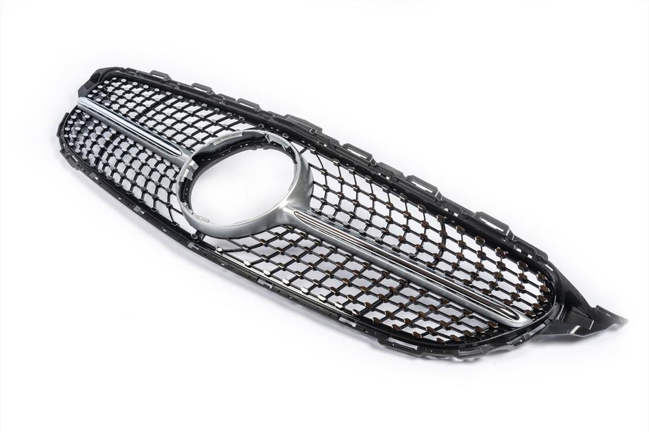 Mercedes C-class W205 2014–2021 Framgrill Diamond Silver (för Avantgarde/AMG-Line/C43 AMG) Foto 9