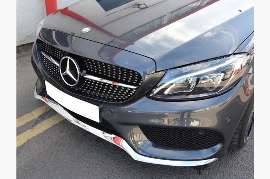 Mercedes C-class W205 2014–2021 Framgrill Diamond Silver (för Avantgarde/AMG-Line/C43 AMG) Foto 16