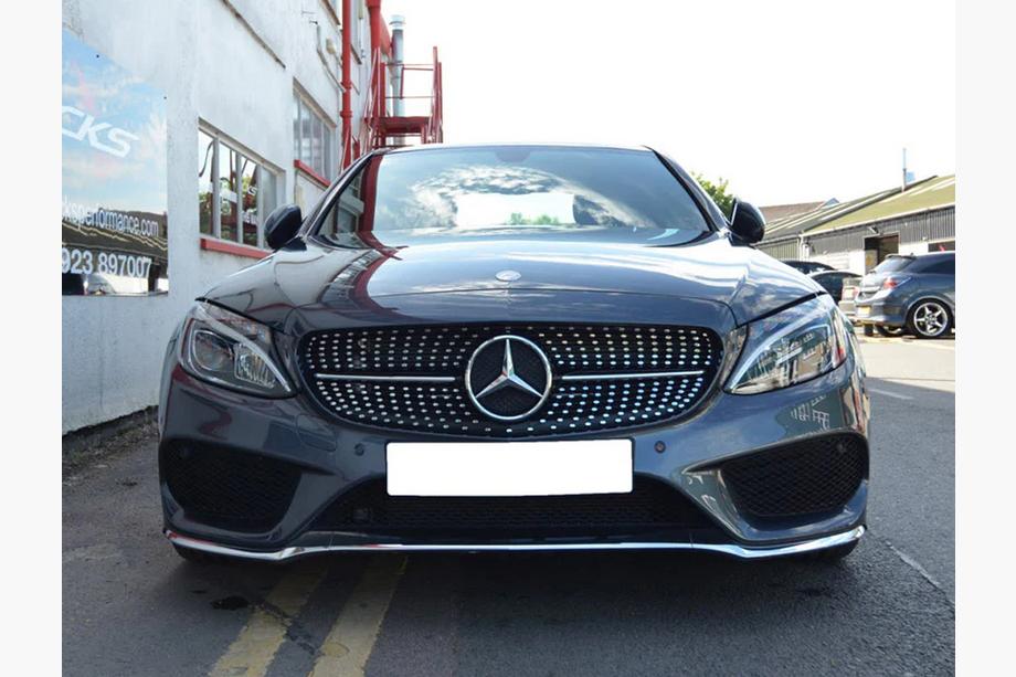 Mercedes C-class W205 2014–2021 Framgrill Diamond Silver (för Avantgarde/AMG-Line/C43 AMG) Foto 19