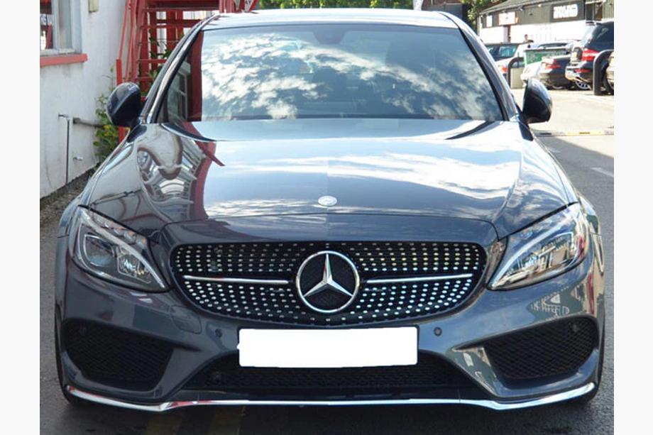 Mercedes C-class W205 2014–2021 Framgrill Diamond Silver (för Avantgarde/AMG-Line/C43 AMG) Foto 20