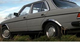 Mercedes W123 1975–1986 Hjulhuslister (4 st, rostfritt stål) foto 5