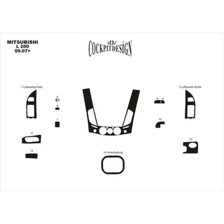 Instrumentpanelslister (13 delar) Mitsubishi L200 2006–2015 foto 4
