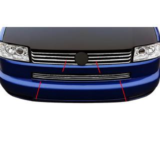 Rostfria gallerlister till stötfångargaller – rak huv (3 st) Volkswagen T4 Caravelle/Multivan 1990–2003 foto 1