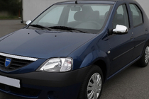 Dacia Logan I 2005–2008 Spegelkåpor – övre del (2 st, rostfritt) foto 1