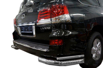 Lexus LX570/450d 2008–2022 Bakre dubbla hörnskydd (rostfritt) foto 1