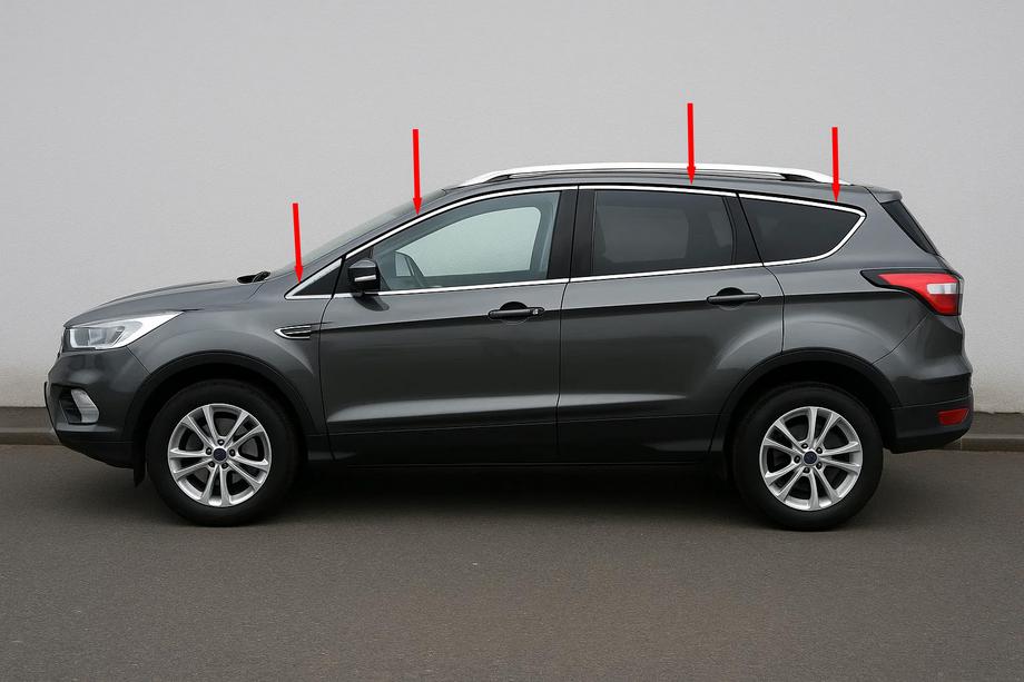 Ford Kuga/Escape 2013–2019 Övre fönsterlist (12 st, rostfritt stål) Image