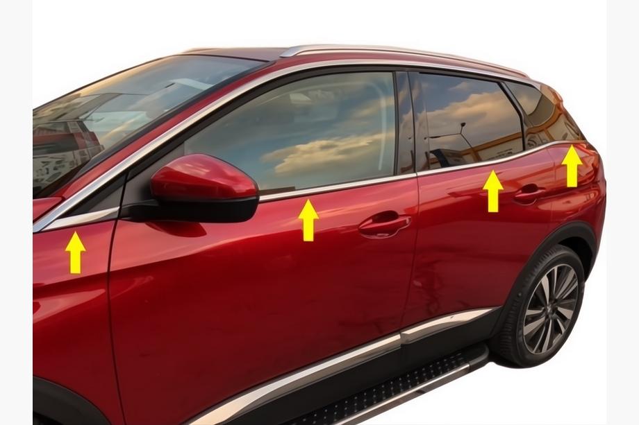 Peugeot 3008 2016–2023 Nedre fönsterlister (8 st, rostfritt stål) Carmos - turkiskt stål Image
