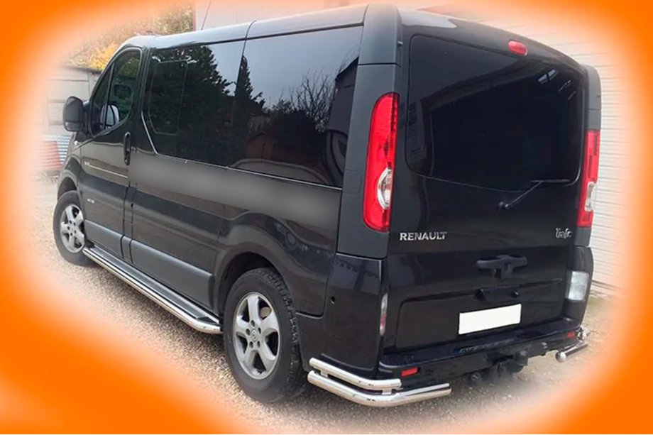 Renault Trafic 2001–2015 Bakre hörnskydd AK003-Подвійний (rostfritt stål) Image