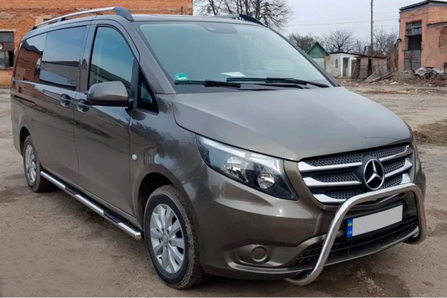Mercedes Vito/V-klass W447 2014– Sidorör i rostfritt stål, 2 st d70, kort/medellång hjulbas (L1/L2) Foto 4