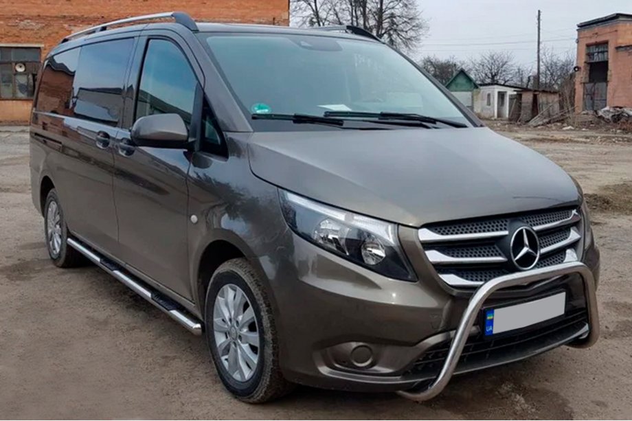 Mercedes Vito/V-klass W447 2014– Sidorör i rostfritt stål, 2 st d70, kort/medellång hjulbas (L1/L2) Foto 3