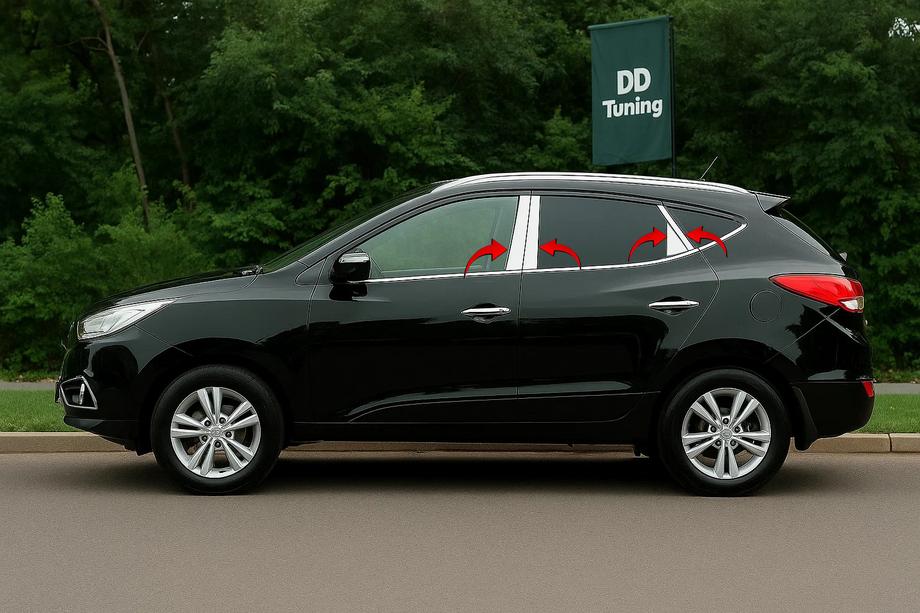 Hyundai IX-35 2010–2015 Dörrstolpslister (8 st, rostfritt stål) Image