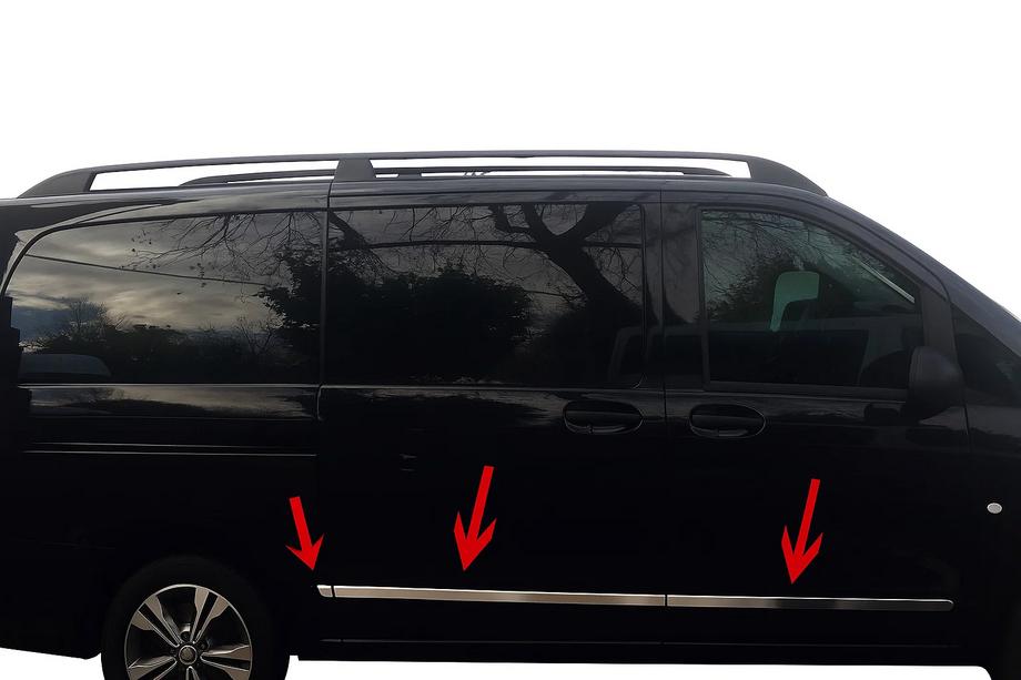 Mercedes Vito/V-klass W447 2014– Dörrlister (6 delar, rostfritt stål) Lång version, 2 sid skjutdörrar Image