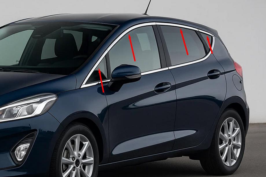 Ford Fiesta 2017– Övre fönsterlister (8 st, rostfritt) Image