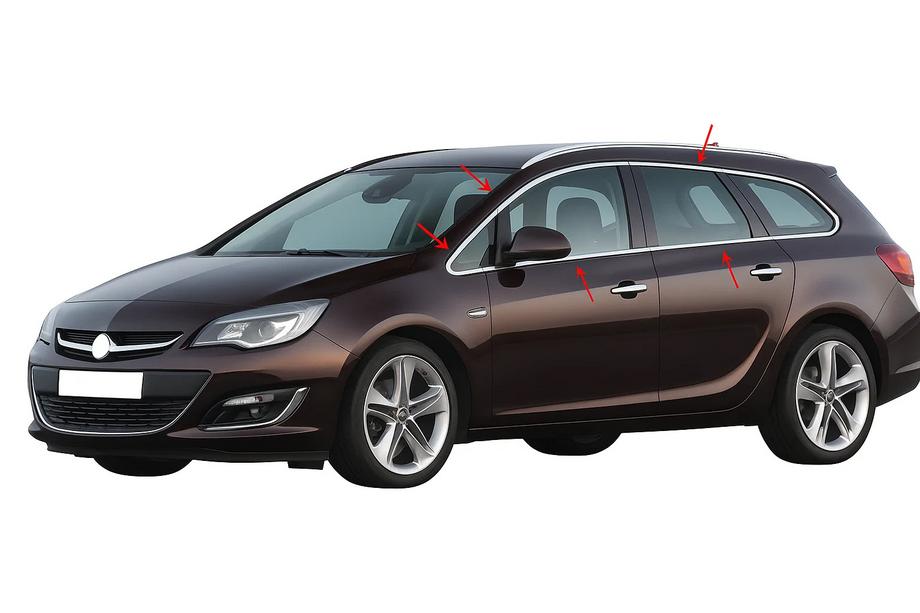 Opel Astra J 2009–2015 Komplett fönsterlistset (Sport Tourer, 12 delar, rostfritt) Foto 1