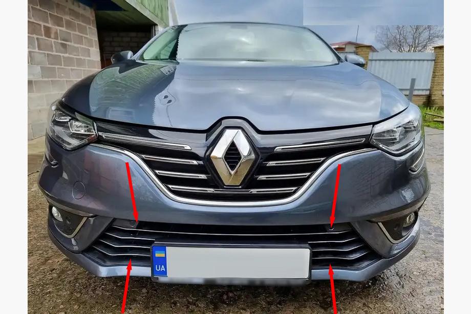 Renault Megane IV 2016–2025 Kromade stötfångarskydd 2016-2021 (7 st, rostfritt) Image