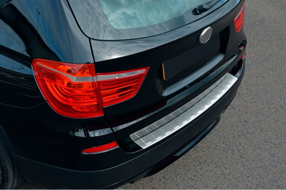 BMW X3 F25 2011–2018 Bakre stötfångarskydd i rostfritt stål OmsaLine (matt) Foto 1