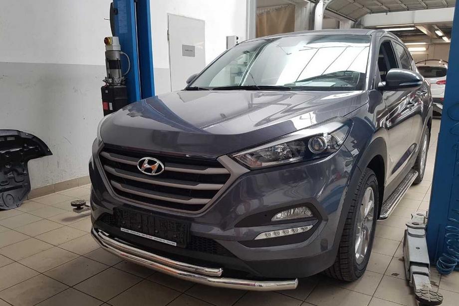 Hyundai Tucson TL 2016–2021 Främre frontbåge ST014 (rostfritt) Image