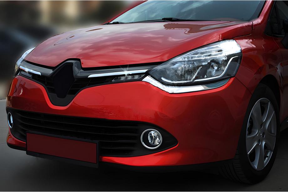 Renault Clio IV 2012–2019 OmsaLine grillister för kylargrill (2 st, rostfritt stål) Krom Image