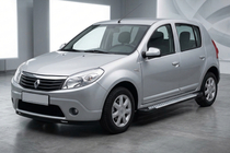 Dacia Sandero 2007–2013 Sidosteg X5-typ (2 st, aluminium) foto 1
