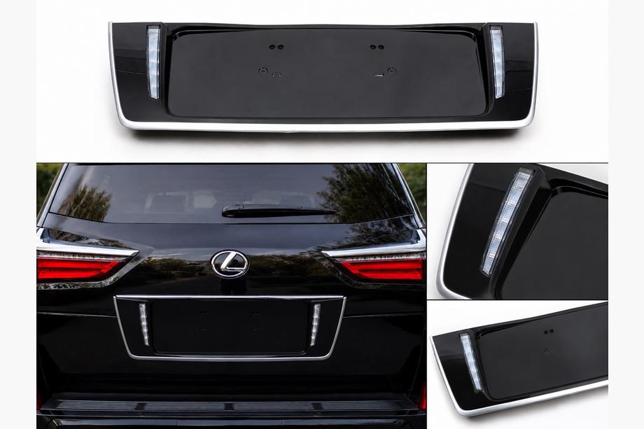 Lexus LX570/450d 2008–2022 Bakre registreringsskylthållare med LED (2007-2023) Vit färg Image