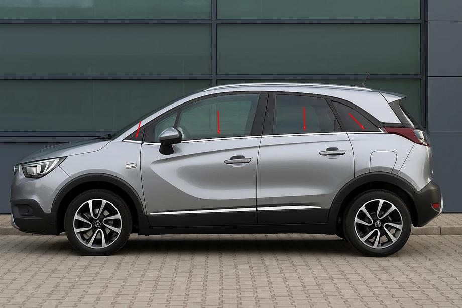 Opel Crossland X 2017–2024 Nedre fönsterlister (8 st, rostfritt) OmsaLine – italienskt rostfritt stål Image