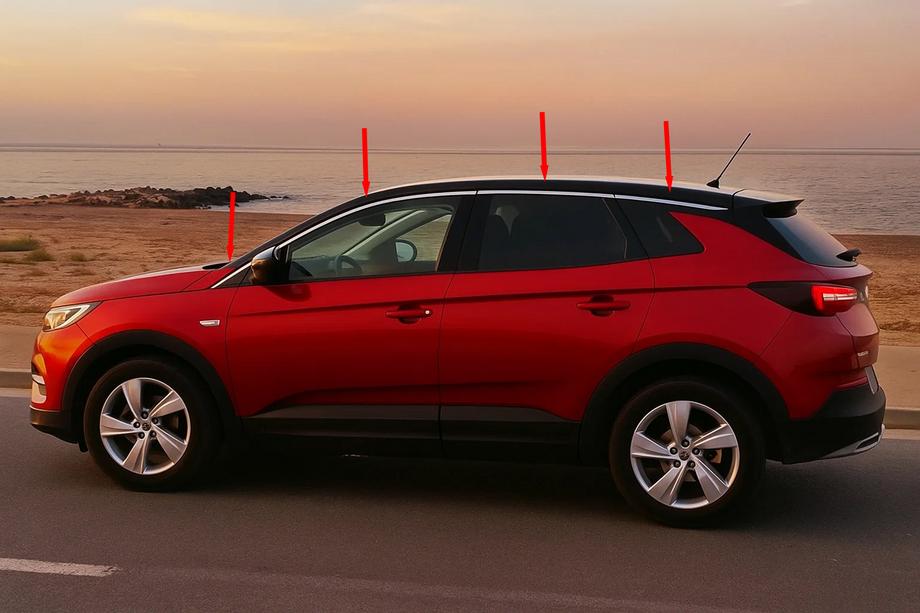 Opel Grandland X 2017– Övre fönsterlister (8 st, rostfritt stål) Image