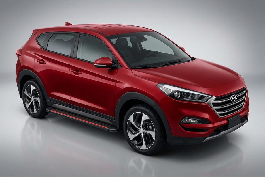 Hyundai Tucson TL 2016–2021 Sidosteg Maya Red-Black (2 st, aluminium) Image