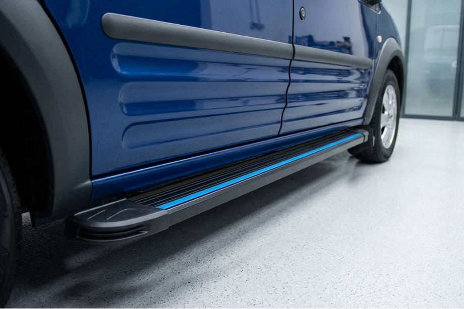 Ford Connect 2002–2006 Sidosteg Maya Blue (2 st, aluminium) Standardbas Image