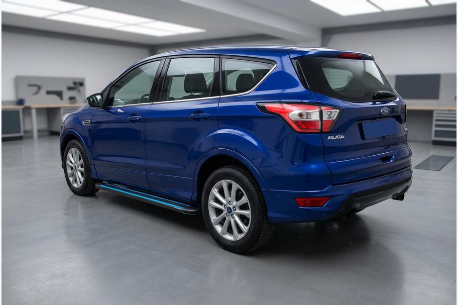 Ford Kuga/Escape 2013–2019 Sidosteg Maya Blue (2 st, aluminium) Med svarta dörrlister Image