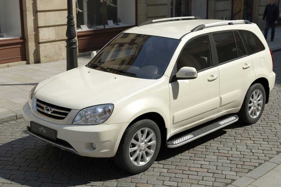 Chery Tiggo 1 2005–2016 Sidosteg Tayga V2 (2 st, aluminium) Image