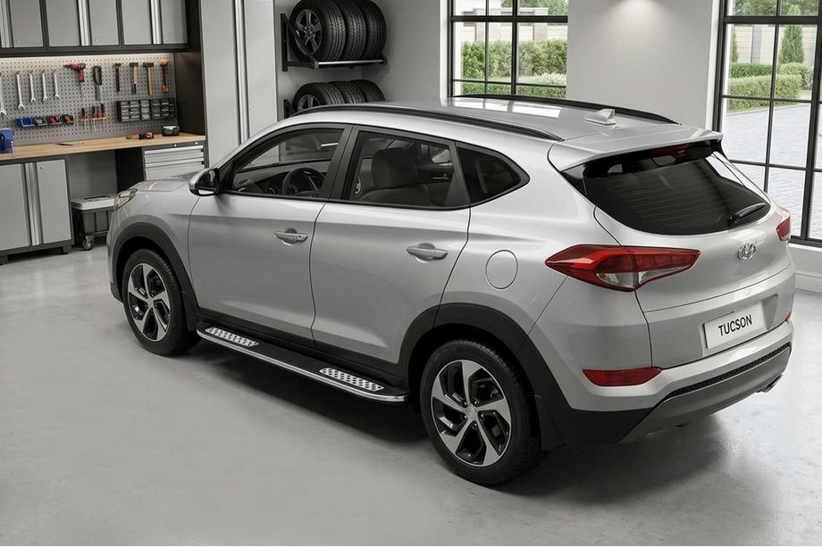 Hyundai Tucson TL 2016–2021 Sidosteg Tayga V2 (2 st, aluminium) Image