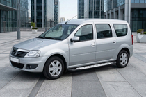 Renault Logan MCV 2005–2013 Sidosteg Allmond Grey (2 st, aluminium) foto 1