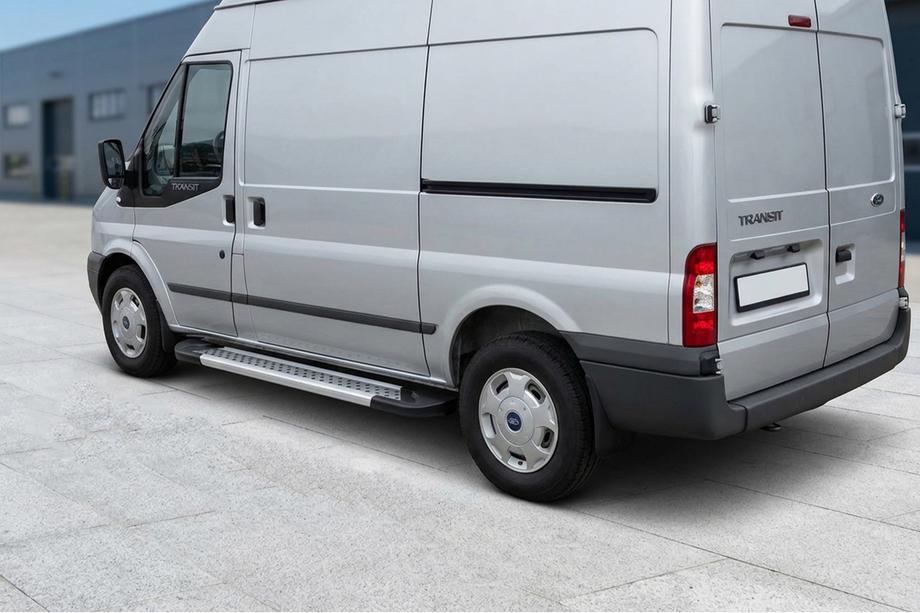 Ford Transit 2000–2014 Sidosteg New Vision Grey (2 st, aluminium) L2 (mellanhjulbas) Image