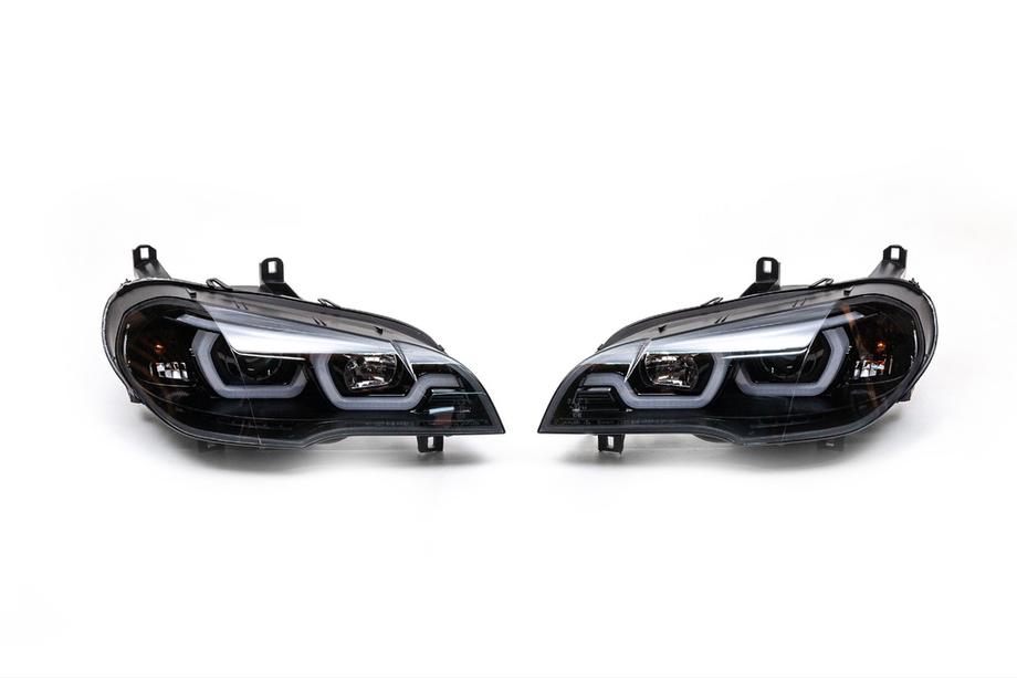 BMW X5 E70 2007–2013 Framstrålkastare med LED-belysning (2 st, mörka) Foto 2