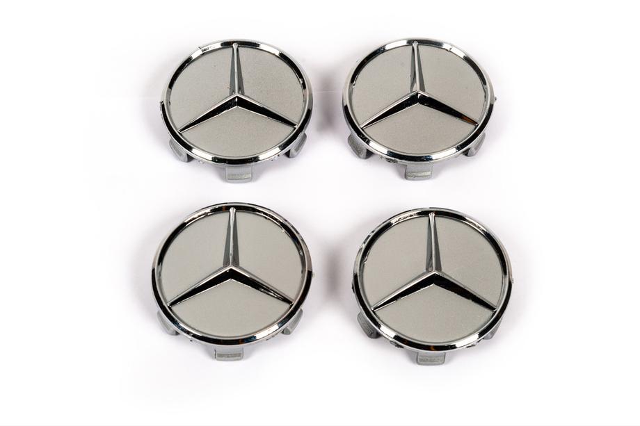 Mercedes-Benz Centrumkåpor till fälgar 75/71 mm utan ring (4 st, grå) Foto 1