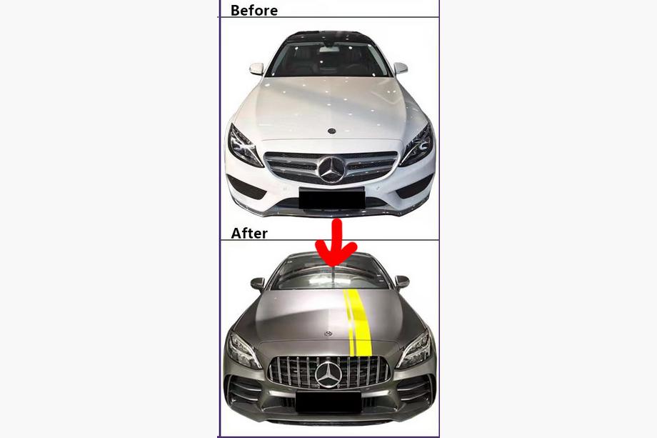 Mercedes C-class W205 2014–2021 Bodykit-kit med komplett bakre stötfångare (Black Mamba C63GT-design) Foto 10