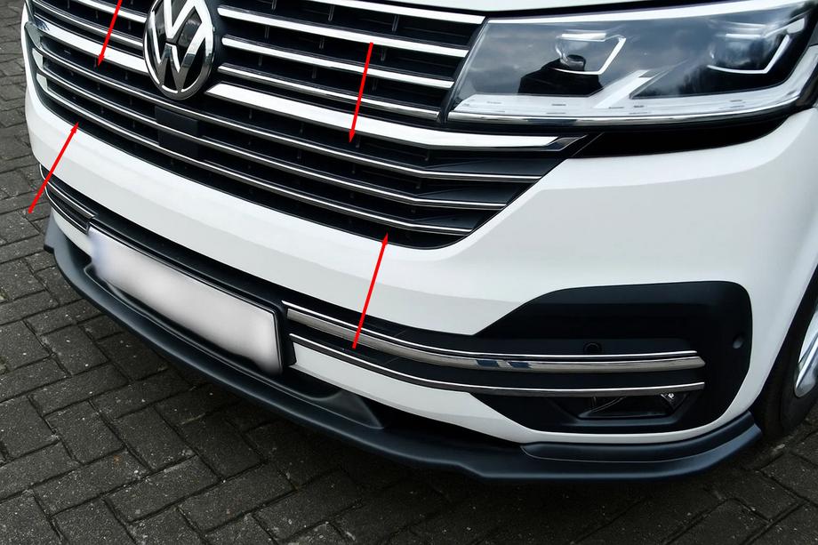 Volkswagen T6 2015–2024 Krom grillister 2019+ (5 st, rostfritt stål) OmsaLine - Italienskt rostfritt stål Image